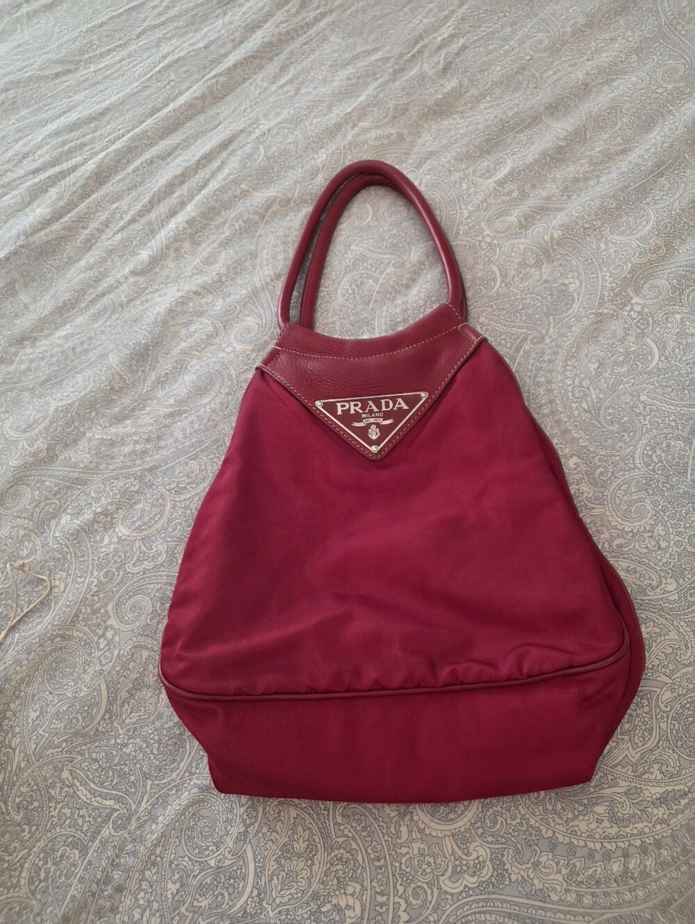Prada Red Tote Bag with Triangle Logo